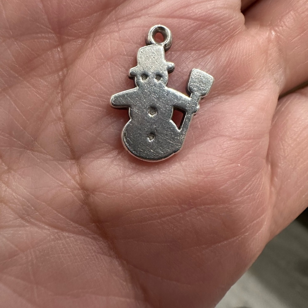James Avery Silver retired Snowman with broom Charm
